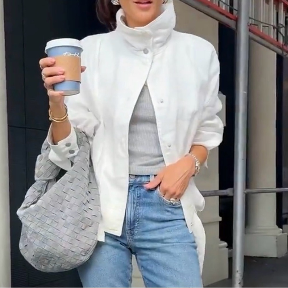 Zara 100% LINEN BOMBER JACKET ZW COLLECTION